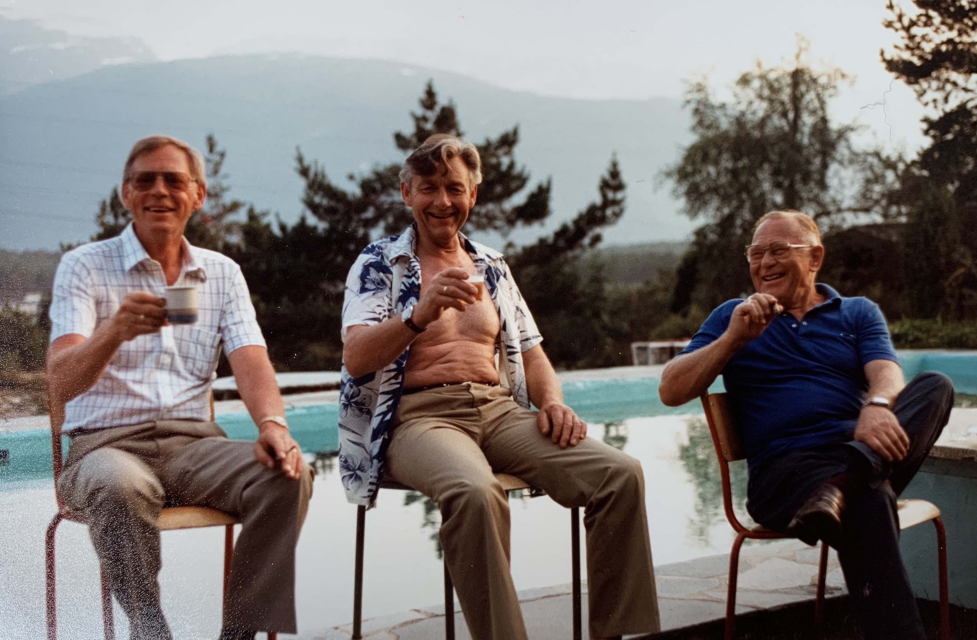 Modern family gathering with mountain views